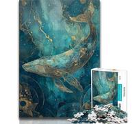 Puzzles pour Adolescents, Puzzles en marbre représentant Une Baleine, pour Jeu éducatif, Jouet, Cadeau d'anniversaire, décoration Murale (Taille 38x26cm)