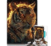Puzzles pour Adolescents, Puzzles Flame Tiger pour Adultes, 1 000 pièces, Jeu Familial, Cadeaux d'anniversaire Défi Haute difficulté 26x38cm