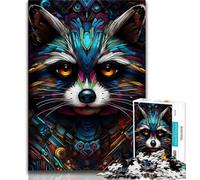 Puzzles pour Adolescents Puzzles psychédéliques Animaux Raton Laveur 1 000 pièces pour Adultes et Adolescents Cadeaux d'anniversaire Uniques pour Les 14 Ans et Plus (50x75cm)