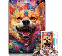 Puzzles pour Adolescents, Puzzles psychédéliques Corgi pour Adultes, 1000 pièces, idée Cadeau d'anniversaire pour Adultes, Jeu Familial et Passe-Temps 50x75cm