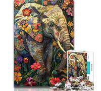 Puzzles pour Adolescents, Puzzles psychédéliques d'animaux et d'éléphants pour Adolescents, défi d'intelligence cérébrale, Jouets addictifs pour la décoration de la Maison (Taille 75x50cm)