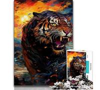 Puzzles pour Adolescents,Puzzles psychédéliques d'animaux Tigres pour Adultes,Jeux d'activités familiales stimulants,Jouets de Bricolage pour décoration Murale de la Maison,Cadeaux (Taille 38x26cm)