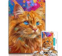 Puzzles pour Adolescents, Puzzles psychédéliques de Chats pour Adultes, Jeux d'activités familiales stimulants, Jouets de Bricolage pour décoration Murale de la Maison, Cadeaux (Taille 75x50cm)