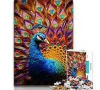 Puzzles pour Adolescents,Puzzles psychédéliques en Forme de Paon pour Adultes,Jeux d'activités familiales stimulants,Jouets à Faire soi-même pour décoration Murale de la Maison,Cadeaux (75x50cm)