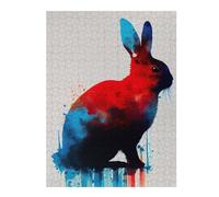 Puzzles pour Adolescents Rabbit Blue Red Puzzles Anti-Stress, Jouets pour Se Détendre À La Maison, Cadeaux d'anniversaire Et Cadeaux Uniques 52x38cm/1000pcs