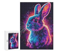 Puzzles pour Adolescents Rabbit Neon Animal Puzzles pour Adolescents - Décoration Murale - Cadeau Unique pour Anniversaire Et Noël