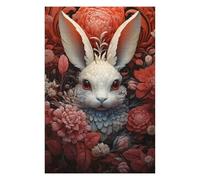 Puzzles pour Adolescents Rabbit Red Flowers Puzzles pour Adultes, Jouets À Monter Soi-même, Décoration Parfaite, Interaction Parent-Enfant 75x50cm/1000pcs