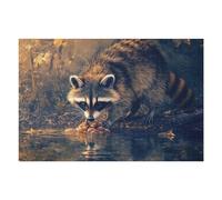 Puzzles pour Adolescents Raccoon by The Waters Edge Puzzle pour Adultes - Jeu Manuel - Découpe De Précision - Idéal pour Un Anniversaire Ou Noël 1000pcs(75x50cm)