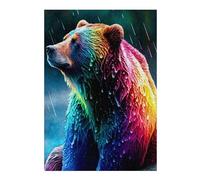 Puzzles pour Adolescents Rainbow Bear in The Rain Puzzles pour Adultes Jeux Amusants pour S'amuser en Famille Interaction Parent-Enfant 38x26cm/1000pcs