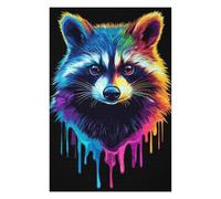 Puzzles pour Adolescents Rainbow Pop Art Raccoon Puzzles pour Adultes Jeux Amusants pour Toute La Famille Jeux Stimulants Cadeaux 75x50cm/1000pcs