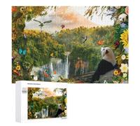 Puzzles pour Adolescents Rainforest Paradise with Pandas and Wildlife Puzzles pour Adultes Jouets Anti-Stress Vacances À La Maison Passer Le Temps Interaction Parent-Enfant 1000 PCS