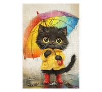 Puzzles pour Adolescents Rainy Day Kitten with Umbrella-3 Puzzle pour Adultes, Jeu Manuel, Course De Vitesse, Cadeau d'anniversaire, Cadeaux, 1000pcs(75x50cm)