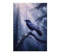 Puzzles pour Adolescents Raven Crow in Misty Forest Puzzles Anti-Stress, Jouets pour Se Détendre À La Maison, Cadeaux d'anniversaire Et Cadeaux Uniques 38x26cm/1000pcs