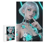 Puzzles pour Adolescents Raven - Fierce Allure with Aqua Eyes and Silver Hair Casse-têtes pour Adolescents - Jeu De Réflexion - Améliore La Mémoire - Cadeaux De Noël Et d'anniversaire