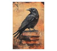 Puzzles pour Adolescents Raven on Old Vintage Books Puzzles Anti-Stress, Jouets pour Se Détendre À La Maison, Cadeaux d'anniversaire Et Cadeaux Uniques 75x50cm/1000pcs