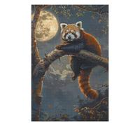 Puzzles pour Adolescents Red Panda Moon Tree Night Puzzle pour Adultes : Jeu Manuel Amusant Et Stimulant, 75x50cm/1000pcs