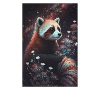 Puzzles pour Adolescents Red Panda with Flowers in Space -1 Puzzle Adulte, Jeu Familial, Difficile, Cadeau d'anniversaire, Cadeaux, 75x50cm/1000pcs