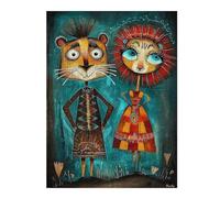Puzzles pour Adolescents Regal Gears Steampunk Lion Couple Puzzles pour Adultes Jeu Manuel Décoration Intérieure Est Idéal comme Cadeau 52x38cm/1000pcs