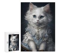 Puzzles pour Adolescents Regal White Cat Portrait -3 Puzzles pour Adultes Jeu Manuel Cadeau d'anniversaire Cadeau d'anniversaire, Cadeaux, 300 PCS