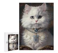 Puzzles pour Adolescents Regal White Cat Portrait -4 Puzzles pour Adultes Jeu Manuel Cadeau d'anniversaire Cadeau d'anniversaire, Cadeaux, 500 PCS