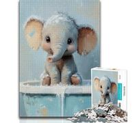 Puzzles pour Adolescents représentant Un bébé éléphant prenant Un Bain 1000 pièces, Aidez Le Cerveau à exercer des Jouets addictifs pour cultiver la Patience Une œuvre d'art 38x26cm