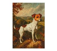 Puzzles pour Adolescents Retro Jack Russell Terrier Puzzles pour Adultes - Jouets Anti-Stress - Décoration Parfaite - Cadeaux d'anniversaire Uniques 38x26cm/1000pcs
