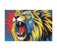Puzzles pour Adolescents Roaring Lion Pop Art Illustration Puzzles pour Adultes : des Jouets À Monter Soi-même, Amusants Et Originaux, Parfaits pour Un Anniversaire Ou Noël