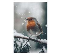 Puzzles pour Adolescents Robin in Winter Snow Puzzles pour Adolescents, Jouets Anti-Stress, Décoration Murale, Cadeau d'anniversaire, Cadeaux, 75x50cm/1000pcs