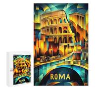 Puzzles pour Adolescents Rome Cubist Heritage - Modern Geometric Colosseum Jeu De Puzzle Familial pour Adultes, Amusant Et Humoristique, Activités À Faire À La Maison, 1000 PCS