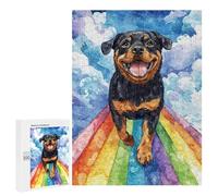 Puzzles pour Adolescents Rottweiler on Rainbow Bridge Puzzles pour Adultes Jeu Manuel Cadeau d'anniversaire Cadeau d'anniversaire, Cadeaux, 500 PCS