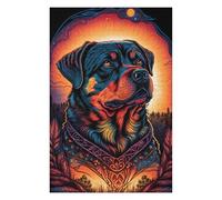 Puzzles pour Adolescents Rottweiler Spirit Artwork Jeu De Puzzle Casse-tête Décoration Murale Cadeaux Uniques d'anniversaire Et De Noël 75x50cm/1000pcs