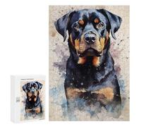 Puzzles pour Adolescents Rottweiler Watercolor Puzzle Adulte - Décoration Murale - Découpe De Précision pour Les Gamers 300 PCS