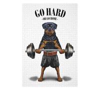 Puzzles pour Adolescents Rottweiler Weightlifting Puzzles pour Adultes, Jeu Familial, Course De Vitesse Manuelle, Cadeaux d'anniversaire Uniques 75x50cm/1000pcs