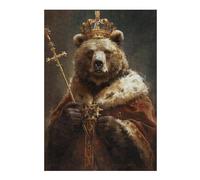 Puzzles pour Adolescents Royal Bear King Crowned Artwork Puzzle Anti-Stress - Un Cadeau Artistique pour Les Amis Et La Famille