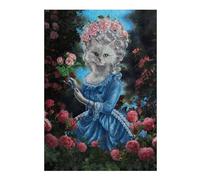 Puzzles pour Adolescents Royal Cat in Blue Garden Jeu De Puzzle Casse-tête Décoration Murale Cadeaux Uniques d'anniversaire Et De Noël 38x26cm/1000pcs