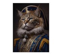Puzzles pour Adolescents Royal Cat Portrait-3 Jeu De Puzzle Casse-tête Décoration Murale Cadeaux Uniques d'anniversaire Et De Noël 52x38cm/1000pcs
