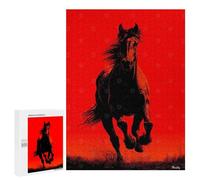 Puzzles pour Adolescents Running Horse Silhouette - Bold Red Power Jeu De Puzzle Familial pour Adultes, Amusant Et Humoristique, Activités À Faire À La Maison, 500 PCS