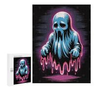 Puzzles pour Adolescents Sad Blue Ghost with Pink Drips Jeu De Puzzle Familial pour Adultes, Amusant Et Humoristique, Activités À Faire À La Maison, 500 PCS