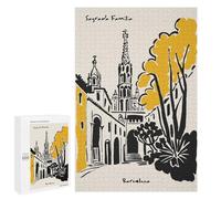 Puzzles pour Adolescents Sagrada Familia Barcelona Illustration Puzzles pour Adolescents : Améliorent La Mémoire. Chaque Pièce Est Unique - Idée Cadeau d'anniversaire Unique 1000 PCS