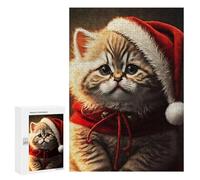 Puzzles pour Adolescents Santa Dressed Cat Puzzles pour Adolescents - Décoration Murale - Cadeau Unique pour Anniversaire Et Noël