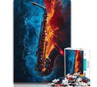 Puzzles pour Adolescents Saxophone Glace et Feu Puzzles pour Adultes 1000 pièces Difficile idéal comme Cadeau pour Toute la Famille Convient aux Enfants de 14 Ans et Plus (26x38cm)