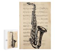 Puzzles pour Adolescents Saxophone Sheet Music Puzzles pour Adultes, Jouets Anti-Stress, Difficile, Cadeau d'anniversaire, Cadeaux, 1000 PCS