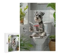 Puzzles pour Adolescents Schnauzer Dog Reading on Toilet Puzzles pour Adolescents - Décoration Murale - Cadeau Unique pour Anniversaire Et Noël