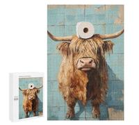Puzzles pour Adolescents Scottish Highland Cow Toilet Paper Holder Casse-tête pour Adolescents : Analyse Et Logique, Difficile Et Stimulant, Idéal comme Cadeau 1000 PCS