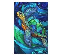 Puzzles pour Adolescents Sea Turtle Stained Glass Puzzles pour Adultes Jeux Amusants pour S'amuser en Famille Interaction Parent-Enfant 75x50cm/1000pcs
