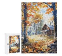 Puzzles pour Adolescents Secluded Autumn Cabin Puzzles pour Adultes - Jeu Manuel - Niveau De Difficulté Élevé - Idée Cadeau Originale pour Un Anniversaire 300 PCS