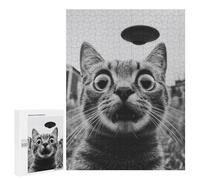 Puzzles pour Adolescents Selfie Cat and UFO Puzzles pour Adultes Jeu Manuel Cadeau d'anniversaire Cadeau d'anniversaire, Cadeaux, 500 PCS