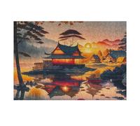 Puzzles pour Adolescents Serene Sunset Reflections in A Traditional Village Puzzle pour Adultes, Jeux Relaxants, Décoration Murale Idéale comme Cadeau 38x26cm/1000pcs