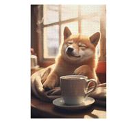 Puzzles pour Adolescents Shiba Inu Coffee Cute Dog Puzzles pour Adolescents, Jouets Anti-Stress, Décoration Murale, Cadeau d'anniversaire, Cadeaux, 75x50cm/1000pcs