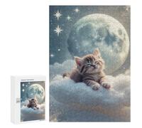 Puzzles pour Adolescents Sleeping Kitten on Cloud Puzzles pour Adultes Jeux Relaxants Qui Améliorent La Mémoire Cadeaux Uniques pour Un Anniversaire Et Noël 300 PCS